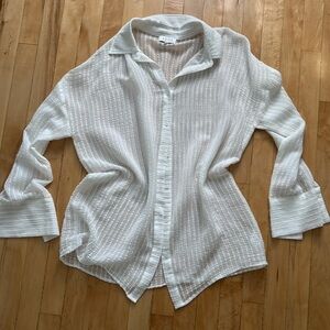 Button down sheer long sleeve shirt